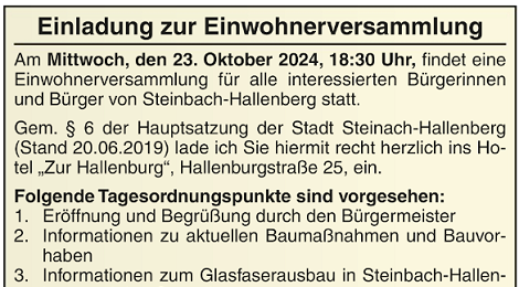 Einwohnerversammlung Steinbach-Hallenberg 2024