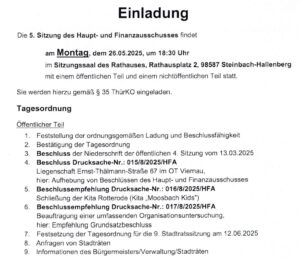Sitzung des Haupt- und Finanzausschusses 26.05.2025
