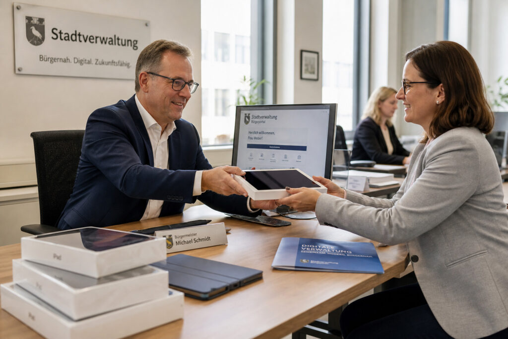 Übergabe iPad an Stadtverwaltung