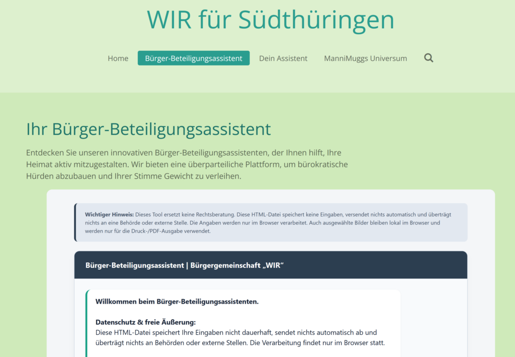 Assitent zum Erstellen von Einwendungen gegen Regionalplan