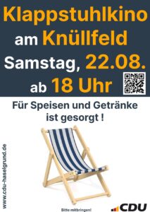 Klappstuhlkino 2026 – 22.08. ab 18 Uhr – Knüllfeld Steinbach-Hallenberg